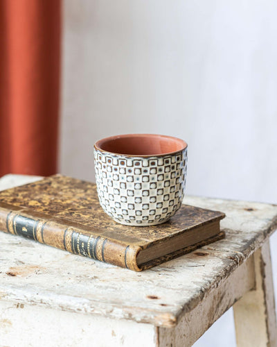 Mini plantenpot - WIT RELIEF