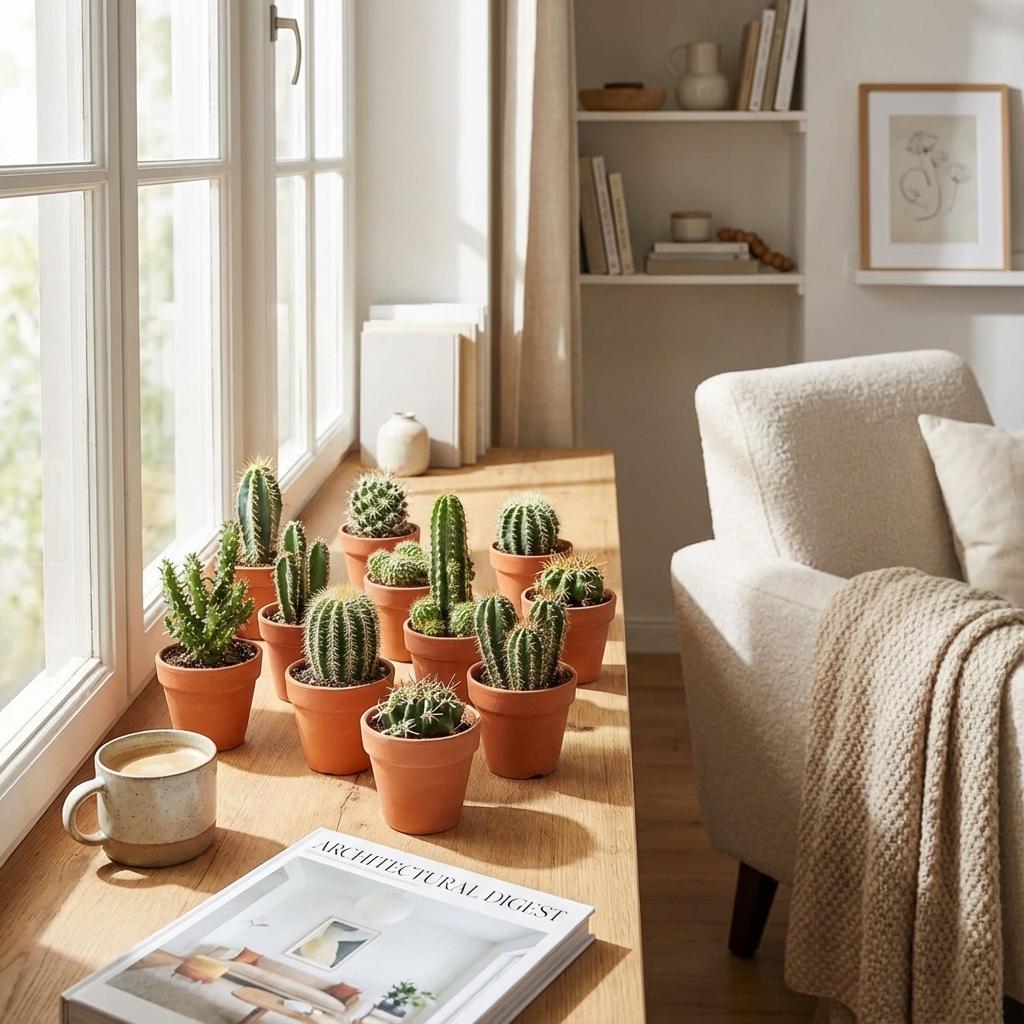 Mini-Kakteen-Mix – 3 Stück – Ø 8,1 cm – Höhe: 5-10 cm – Terrakotta-Töpfe